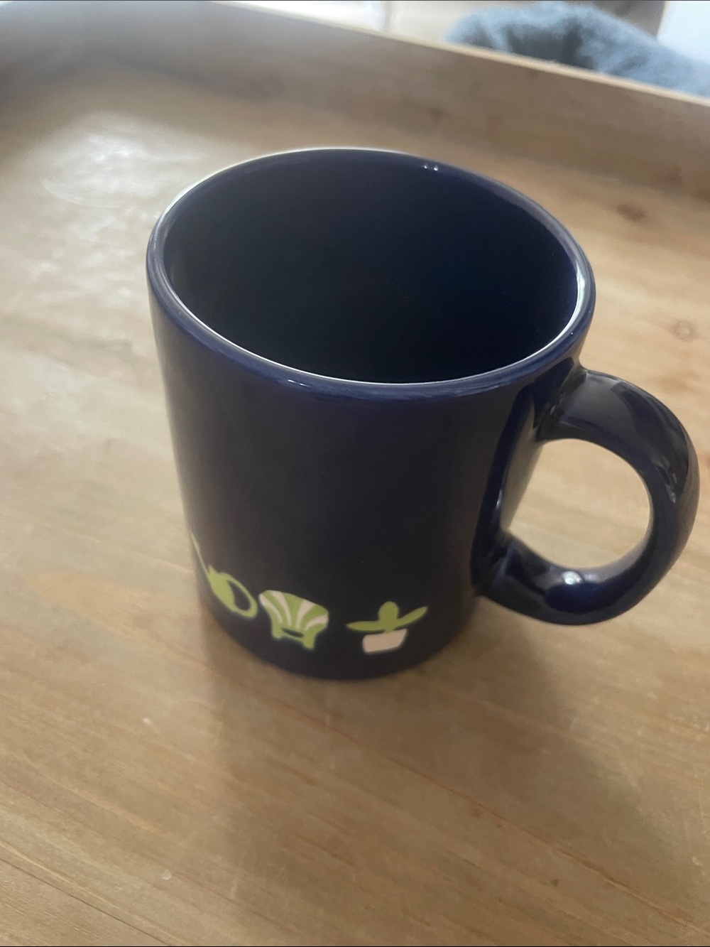 Waechtersbach  cobolt blue Ceramic Coffee Mug with Green Accent Icons
